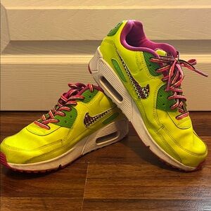 Nike Kids Sneakers in Neon Yellow and Green with Pink Accents